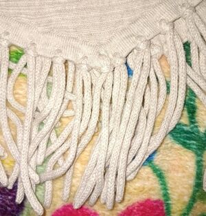 INC International Concepts Cream Sweater with Fringe